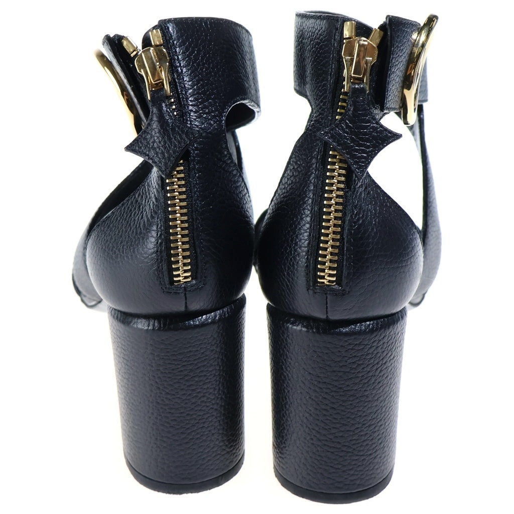 LOUIS VUITTON(ルイヴィトン) ホライズンライン ヒールサンダル LVマーク ブラック レザー SC0129 レディース