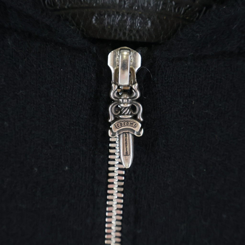 CHROME HEARTS(クロムハーツ) U LIFE SENTENCE ZIP HD 袖ロゴ刺繍カシミヤジップアップパーカー フーディー ブラック