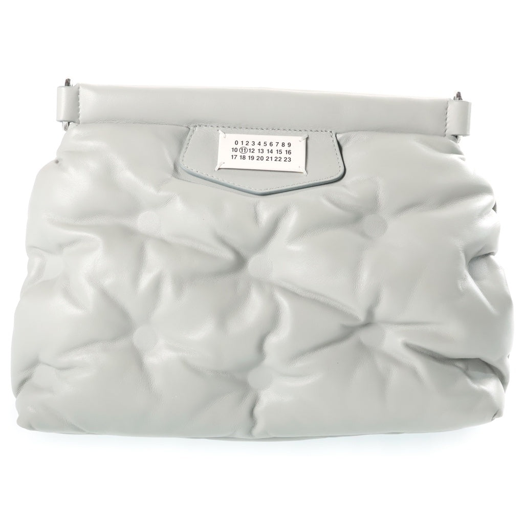 Maison Margiela(メゾンマルジェラ) グラムスラム クラシック スモール ラムスキン レザー ショルダーバッグ グレー シルバー金具 SB1WG0028 レディース