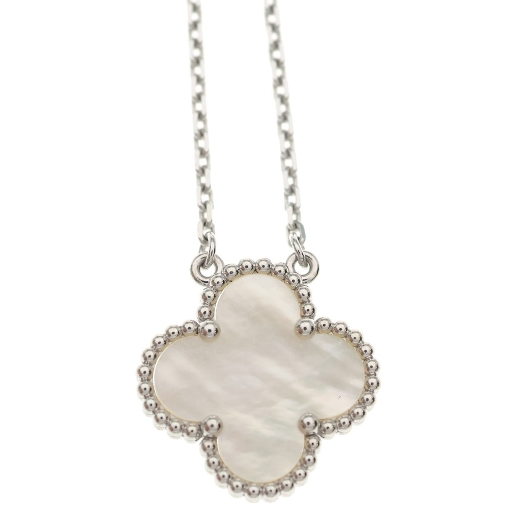 Van Cleef & Arpels(ヴァンクリーフアンドアーペル) ヴィンテージアルハンブラ マザーオブパール ネックレス K18WG ホワイトゴールド VCARF48700 レディース