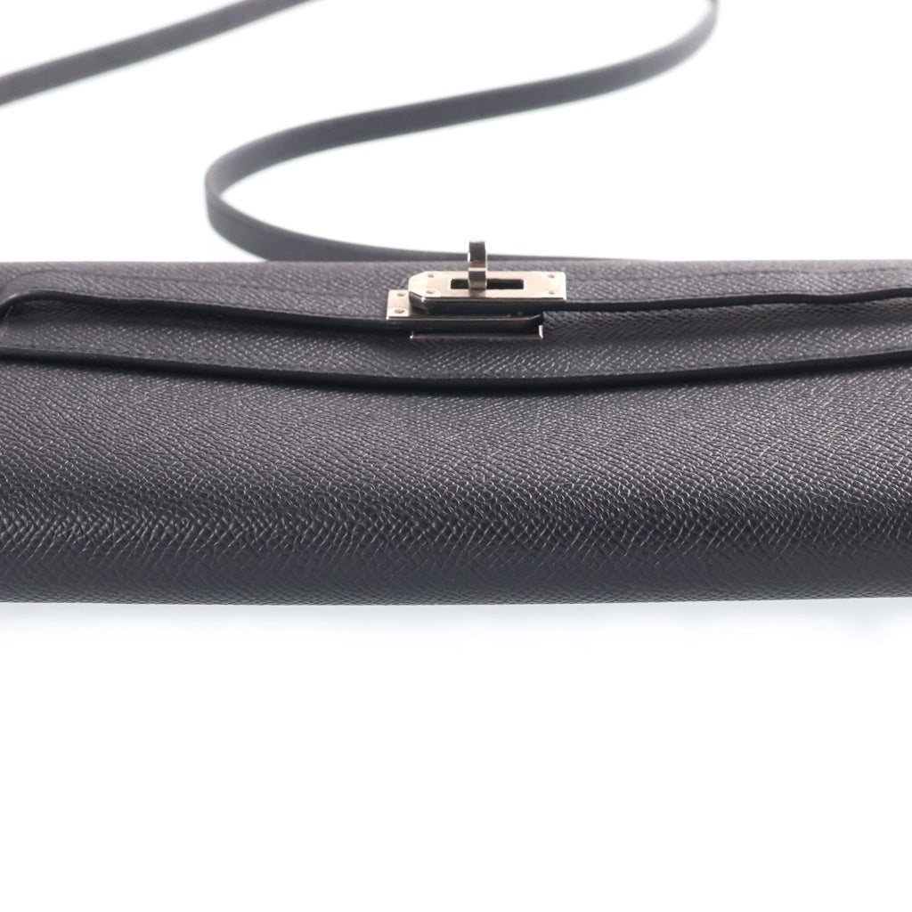 HERMES(エルメス) ケリーロングトゥーゴー エプソン レザー ショルダーバッグ ノワール ブラック シルバー金具 K刻 レディース