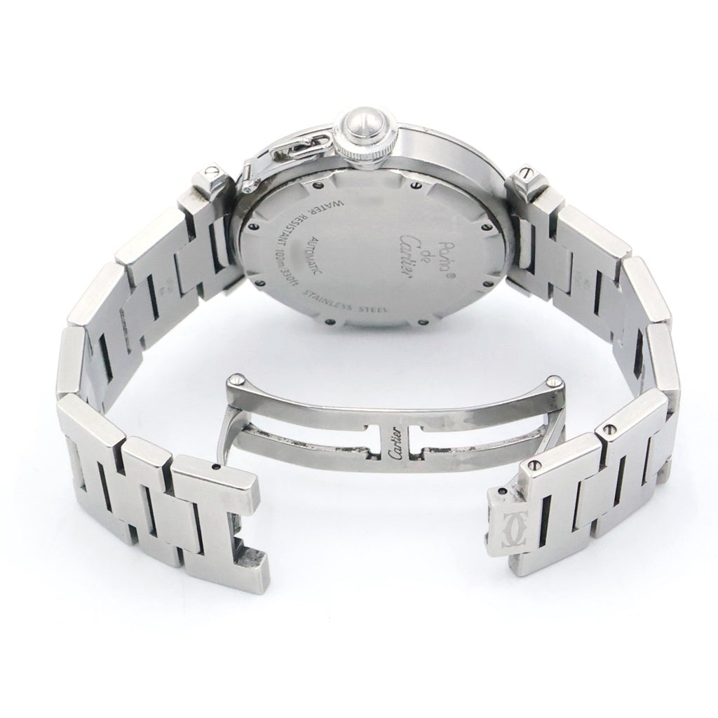 Cartier(カルティエ) パシャC GMT 黒文字盤 腕時計 SS/AT カルティエケア確認済 W31079M7 シルバー×ブラック レディース