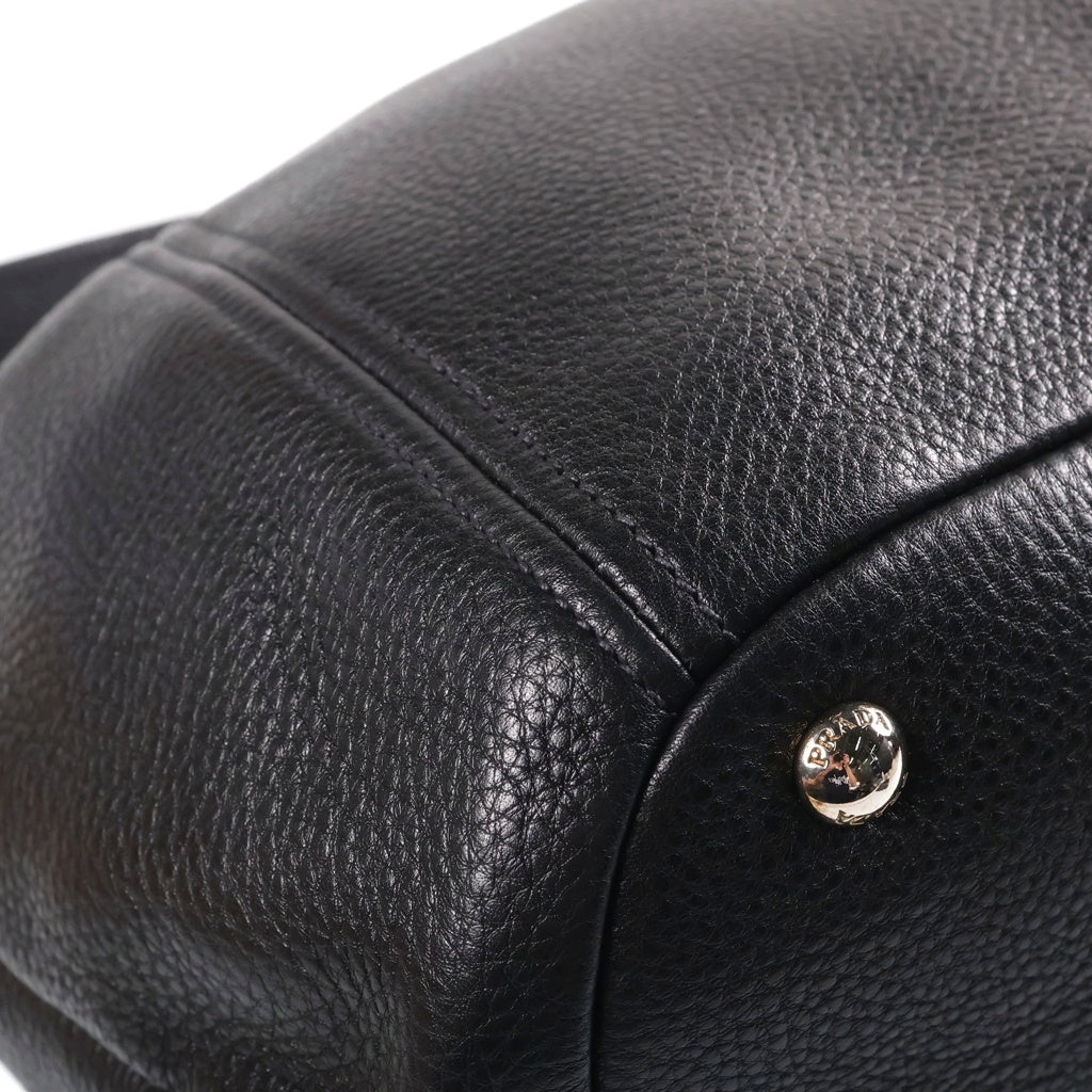 PRADA(プラダ) ヴィッテロ フェニックス ホーボーバッグ ワンショルダーバッグ ブラック レザー BR5096 シルバー金具 レディース