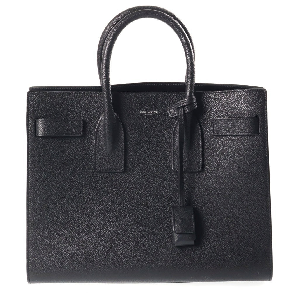 SAINT LAURENT PARIS(サンローランパリ) サック・ド・ジュール スモール ハンドバッグ ブラック レザー 378299 シルバー金具 レディース