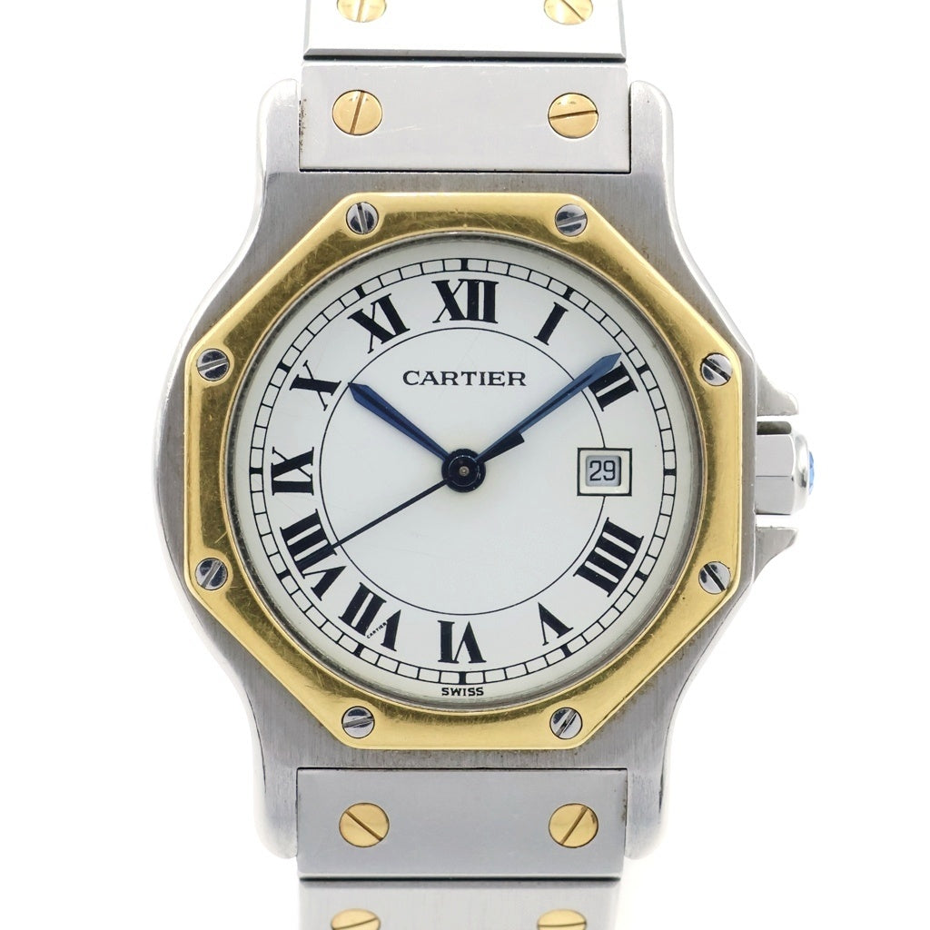 Cartier(カルティエ) サントスロンドLM サントスオクタゴンLM 白文字盤 YG×SS/AT K18 シルバー×イエローゴールド 81037232