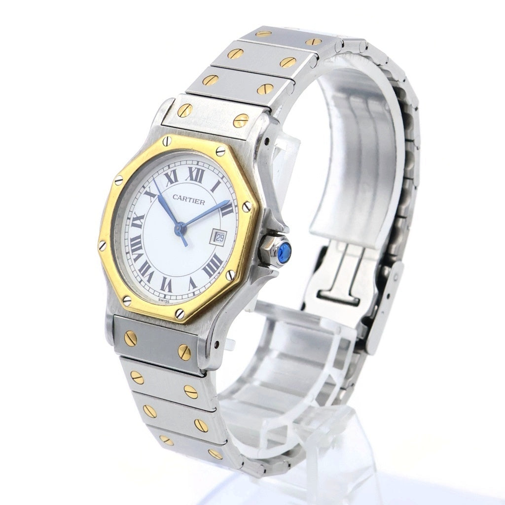 Cartier(カルティエ) サントスロンドLM サントスオクタゴンLM 白文字盤 YG×SS/AT K18 シルバー×イエローゴールド 81037232