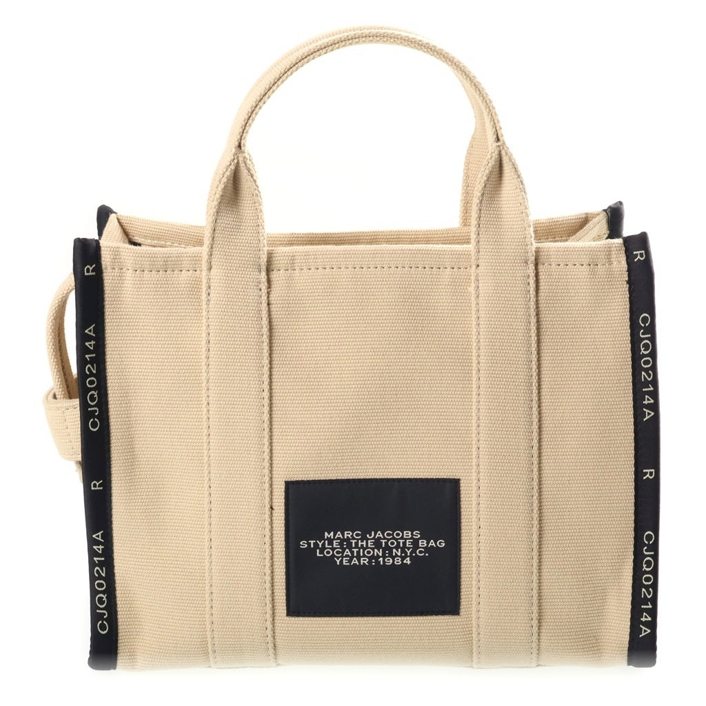 MARC JACOBS(マークジェイコブス) ザ ジャガード トート ロゴ キャンバス 2WAY ショルダー トートバッグ ベージュ シルバー金具 M0017027 レディース