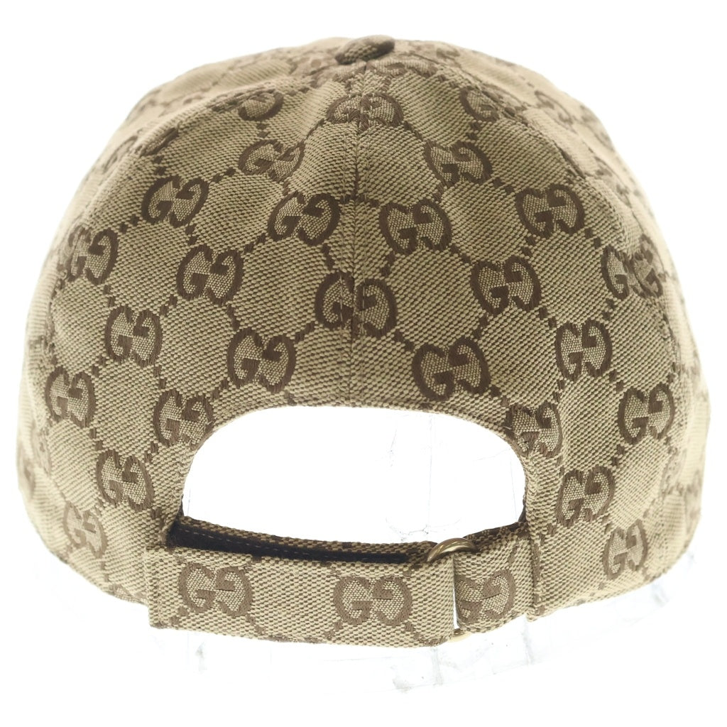 GUCCI(グッチ) GGキャンバス レザー ロゴパッチ ベースボールキャップ 帽子 ベージュ レディース