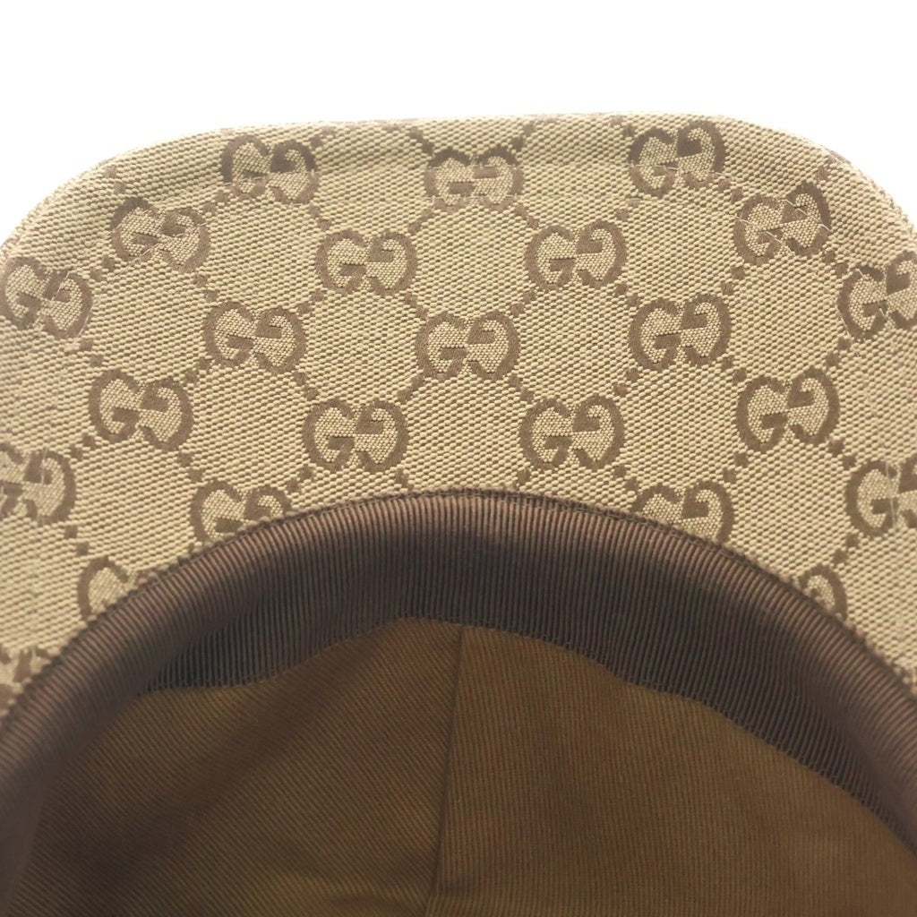 GUCCI(グッチ) GGキャンバス レザー ロゴパッチ ベースボールキャップ 帽子 ベージュ レディース