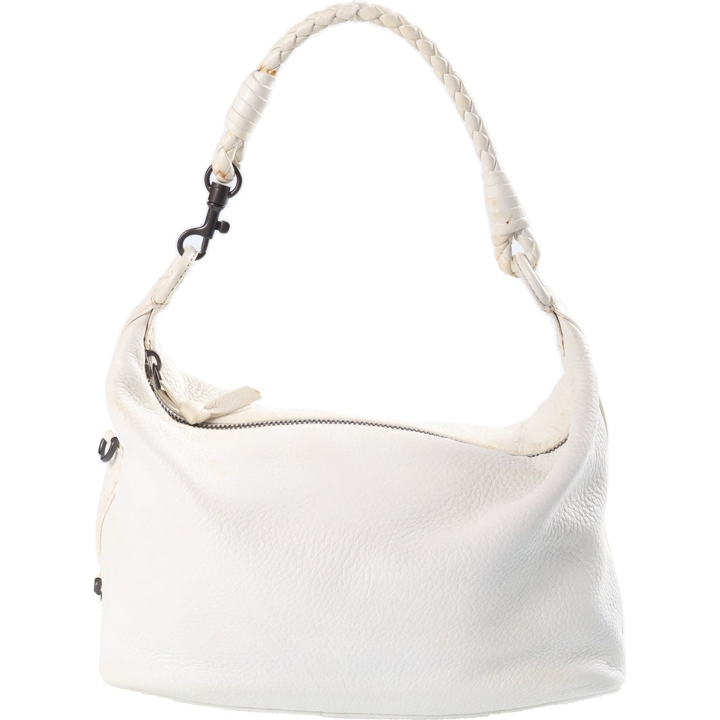 BOTTEGA VENETA(ボッテガヴェネタ) イントレチャート ハンドバッグ ホワイト レザー ブラック金具 レディース