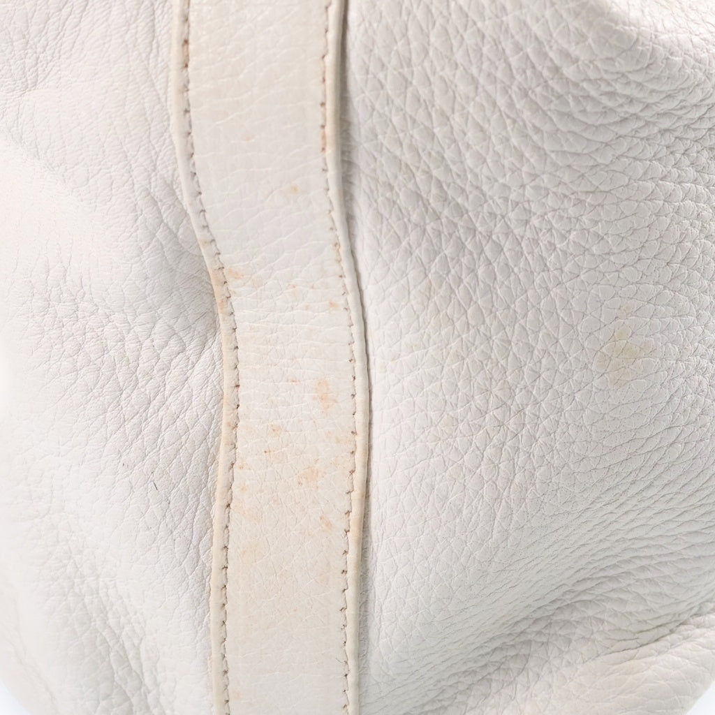 BOTTEGA VENETA(ボッテガヴェネタ) イントレチャート ハンドバッグ ホワイト レザー ブラック金具 レディース