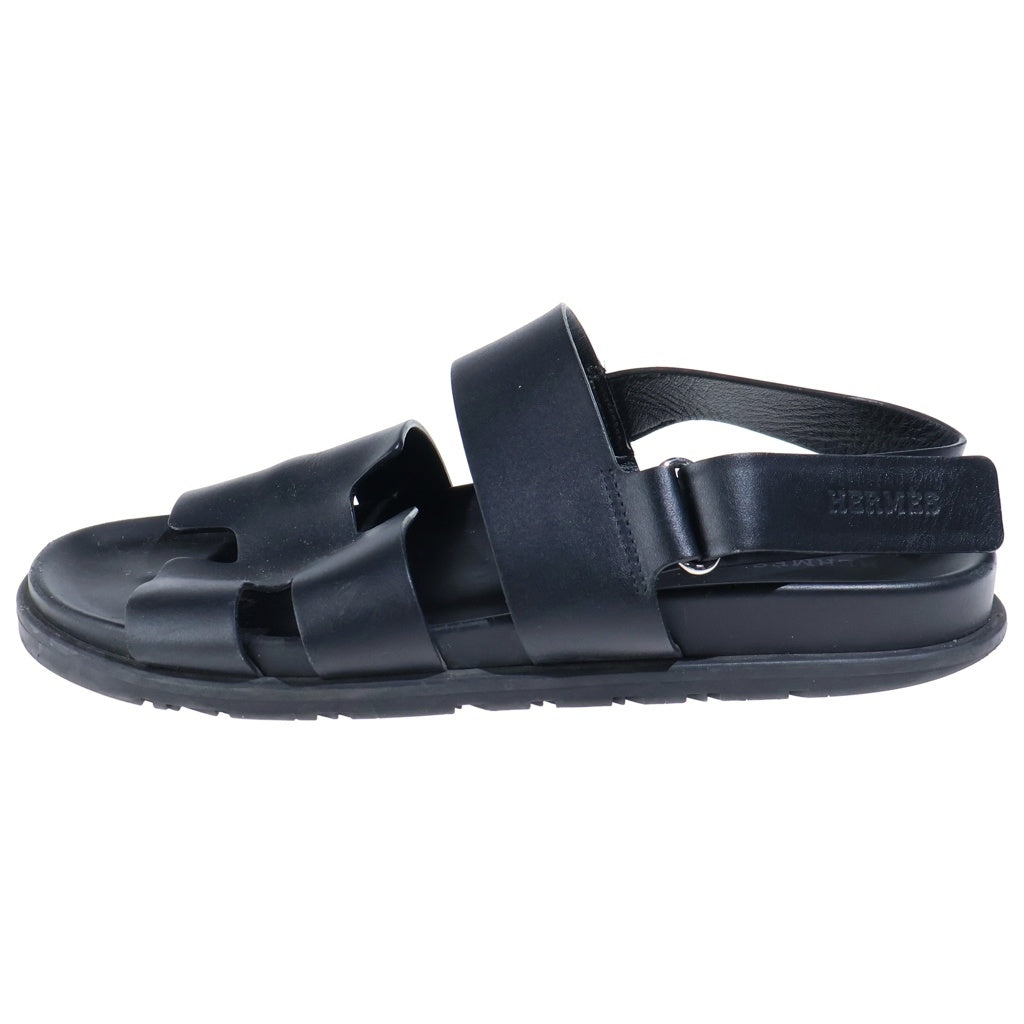 HERMES(エルメス) ジニアス Hロゴ レザーサンダル ブラック レザー #41 FR231695ZH