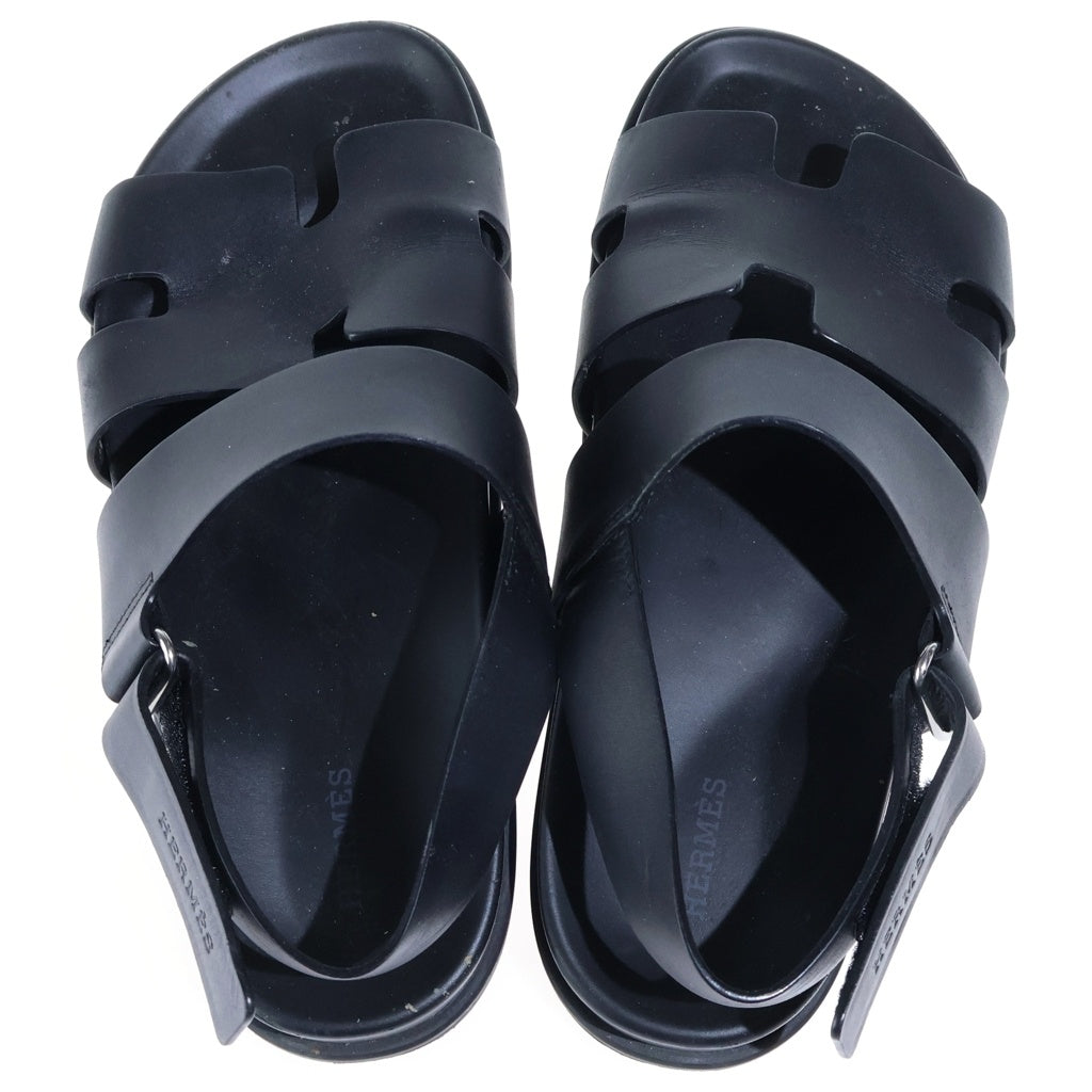 HERMES(エルメス) ジニアス Hロゴ レザーサンダル ブラック レザー #41 FR231695ZH