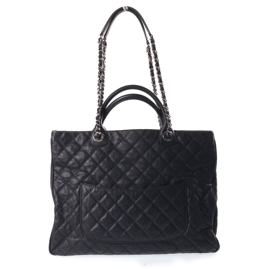 CHANEL(シャネル) マトラッセ チェーン2WAYハンドバッグ トートバッグ ショルダーバッグ ブラック キャビアスキン 17番台 シルバー金具 レディース