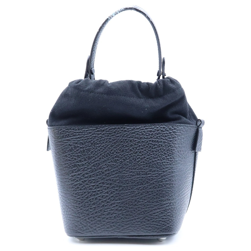 Maison Margiela(メゾンマルジェラ) 5AC バケット スモール レザー 2WAY ハンド チェーンショルダー バッグ ブラック シルバー金具 レディース