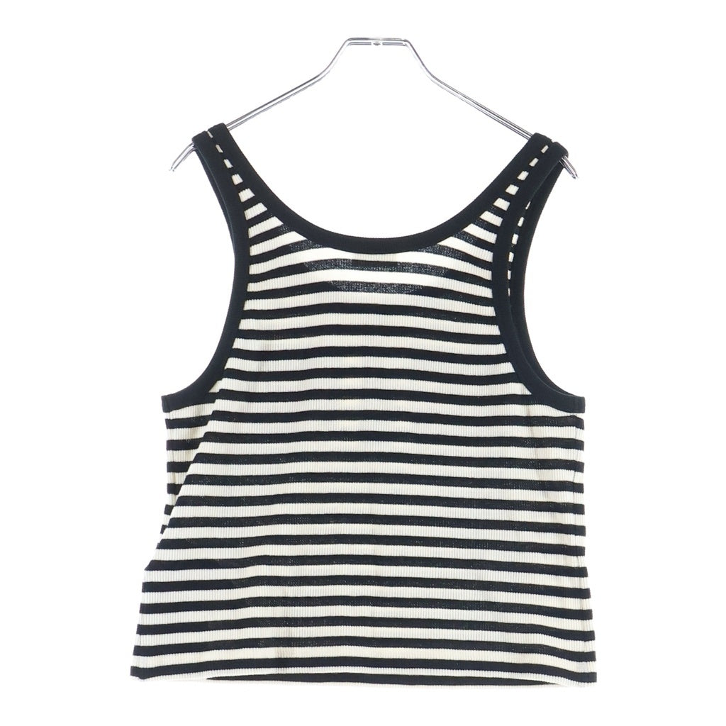 CELINE(セリーヌ) 24SS Mariniere Tank Top マリニエール リブ コットンジャージー タンクトップ ボーダー 金ボタン ブラック/ホワイト レディース