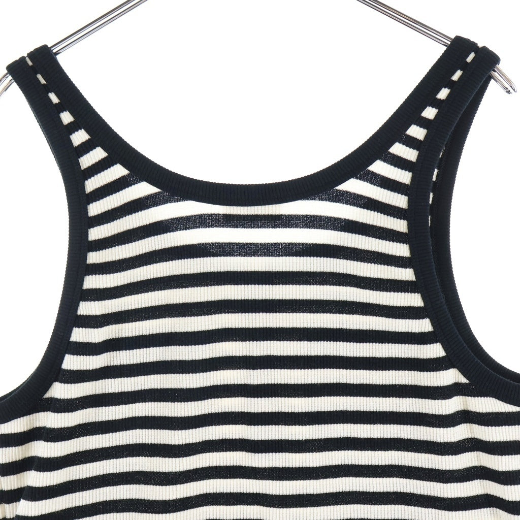 CELINE(セリーヌ) 24SS Mariniere Tank Top マリニエール リブ コットンジャージー タンクトップ ボーダー 金ボタン ブラック/ホワイト レディース