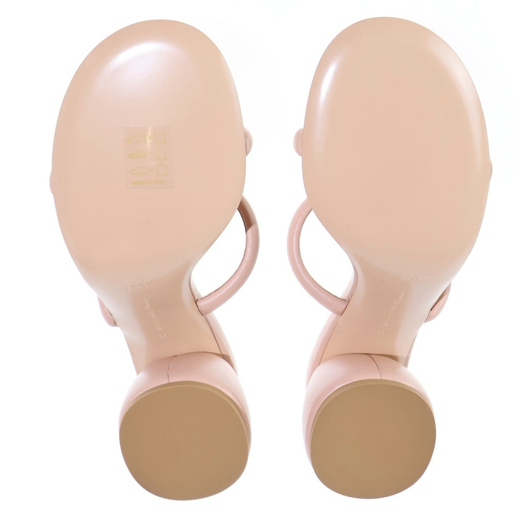 Sergio Rossi(セルジオロッシ) 2STRP CHINK SDL 60 NAPPA PEACH ナッパピーチ 2ストラップ ヒールサンダル ピンクベージュ レディース