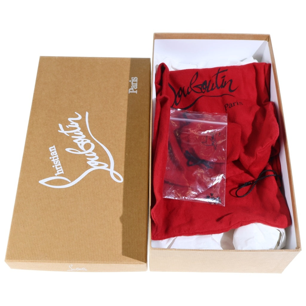CHRISTIAN LOUBOUTIN(クリスチャンルブタン) ESCARPIC FLAT PATENT エスカルパン パテントレザー フラットシューズ ポインテッドトゥ スパイク ブラック M644 レディース