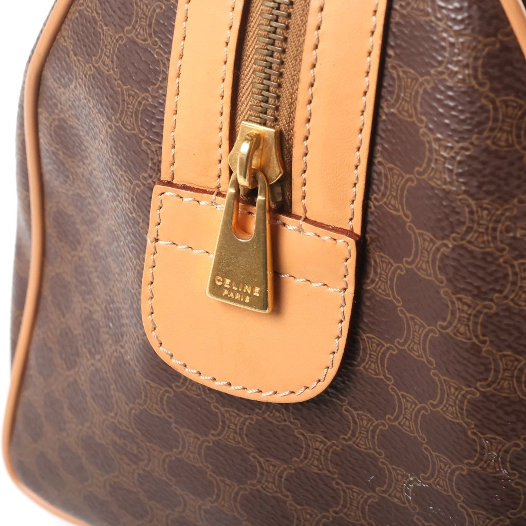 CELINE(セリーヌ) マカダム柄 PVC レザー ハンド ボストンバッグ ブラウン ゴールド金具 レディース