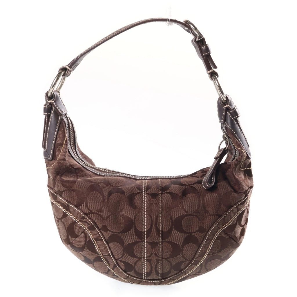 COACH(コーチ) シグネチャー キャンバス レザー ワンショルダーバッグ ブラウン シルバー金具 E06K-10073 レディース