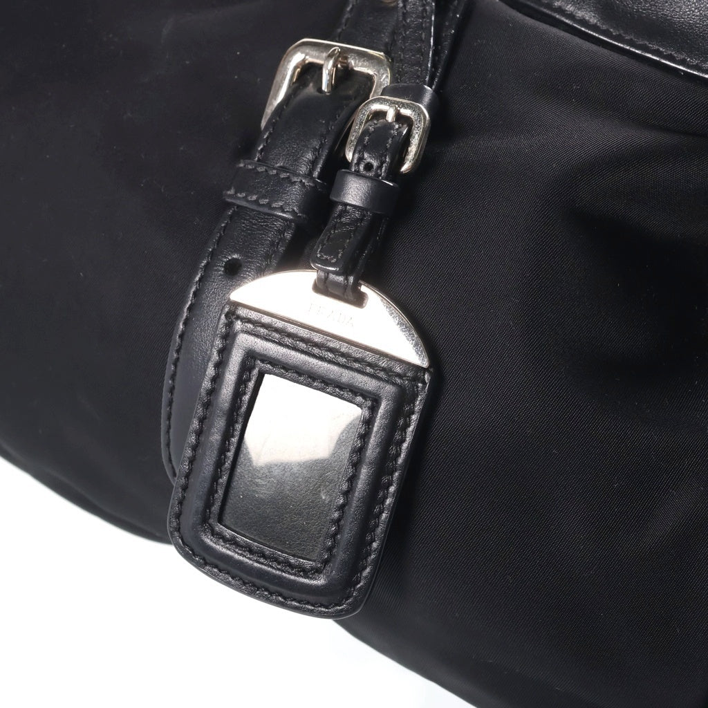 PRADA(プラダ) ナイロン レザー ハンドバッグ ブラック シルバー金具 BN2032 レディース