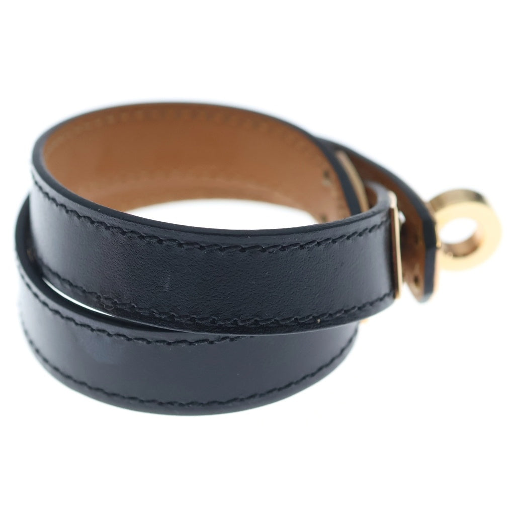 HERMES(エルメス) ケリー ドゥブルトゥール ブレスレット ブラック GD金具 B刻印 レディース