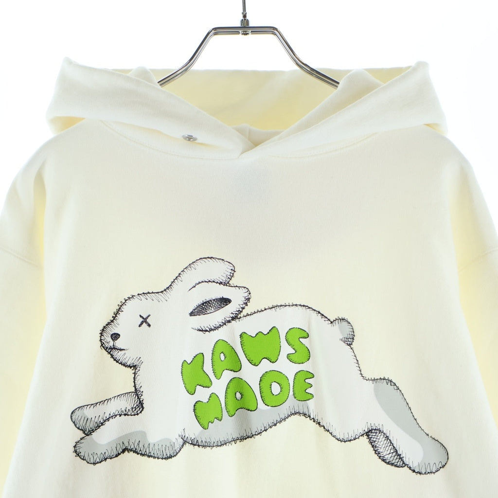HUMAN MADE(ヒューマンメイド) ■23AW ×KAWS RABBIT HOODIE ラビットロゴプリント フーデットスウェットパーカー ホワイト