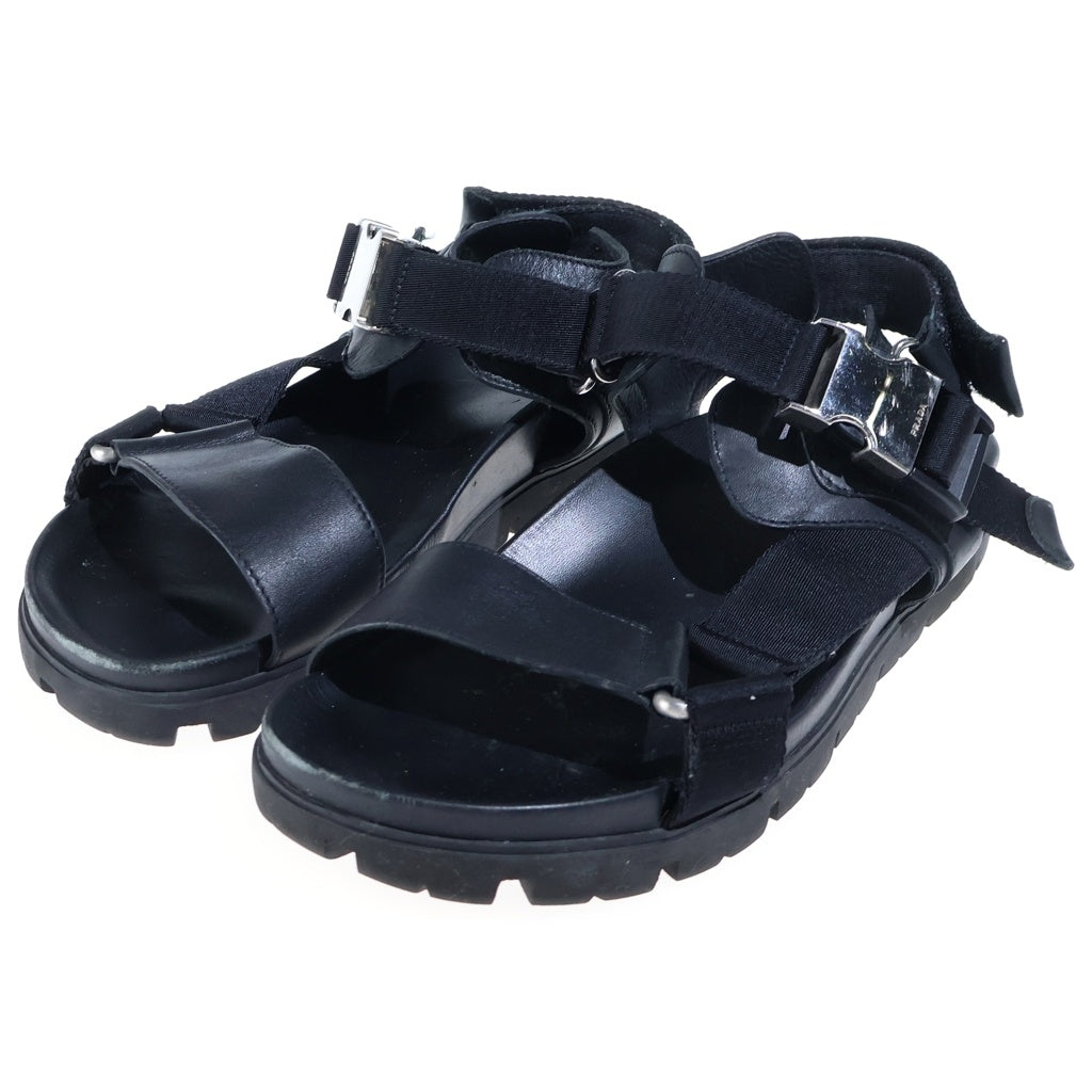 PRADA(プラダ) アンクルストラップ レザーサンダル ブラック 2X3055