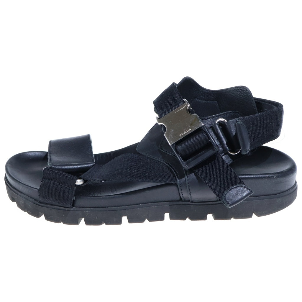PRADA(プラダ) アンクルストラップ レザーサンダル ブラック 2X3055