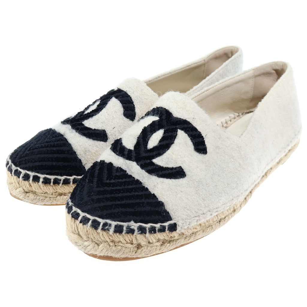 CHANEL(シャネル) ■ココマーク エスパドリーユ スリッポン アイボリー×ブラック レディース 36