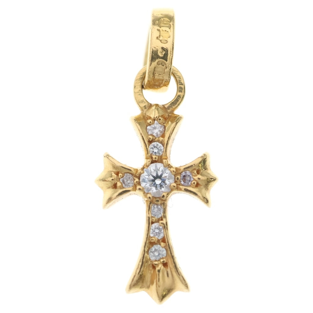 CHROME HEARTS(クロムハーツ) 22K ベイビー ファットクロス チャーム ネックレス トップ パヴェ ダイヤモンド ゴールド