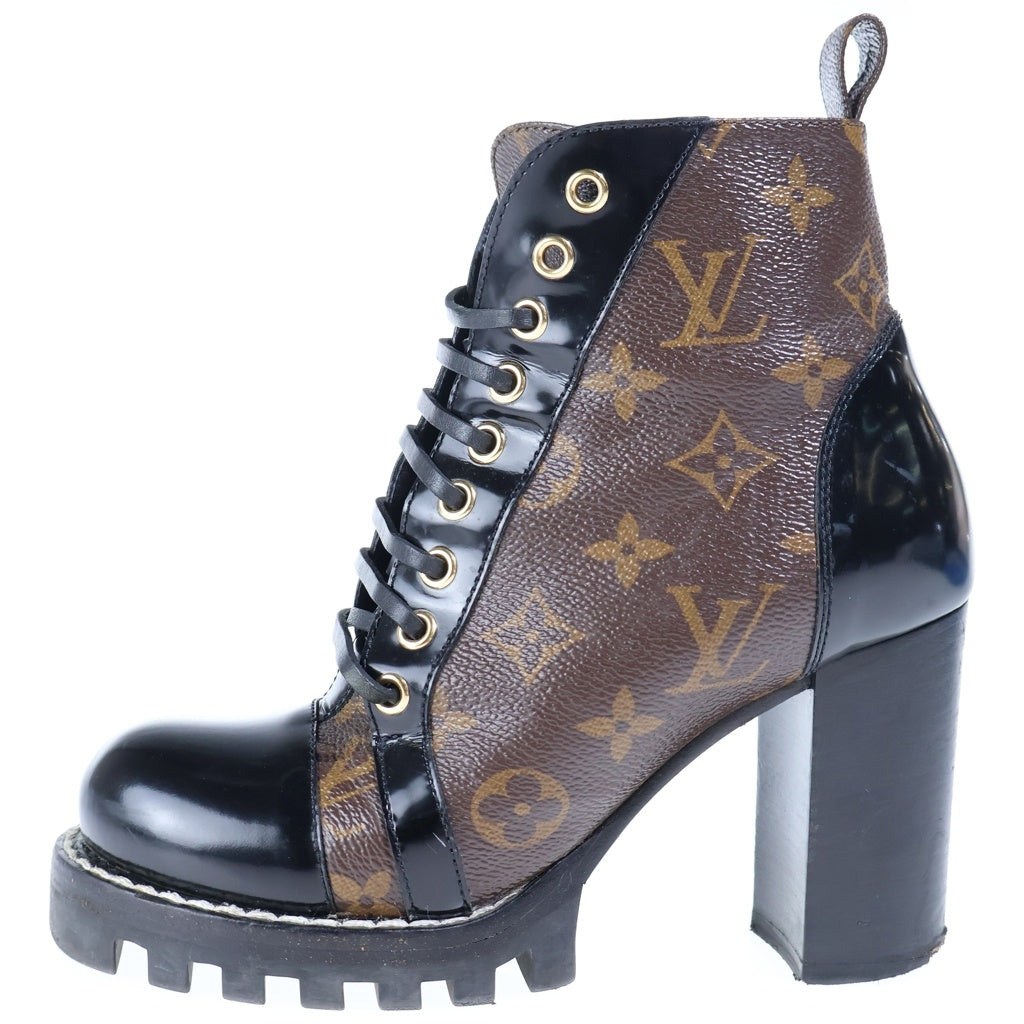LOUIS VUITTON(ルイヴィトン) ■スタートレイル アンクルブーツ パテントモノグラム・キャンバス×プレーンカーフレザー ブラウン ♯36 1A2Y7U レディース