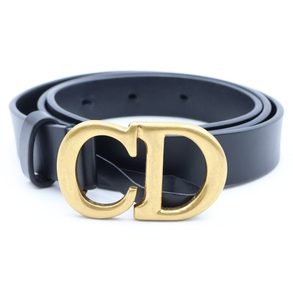 Christian Dior(クリスチャンディオール) ■CDロゴバックル レザーベルト ブラック レディース