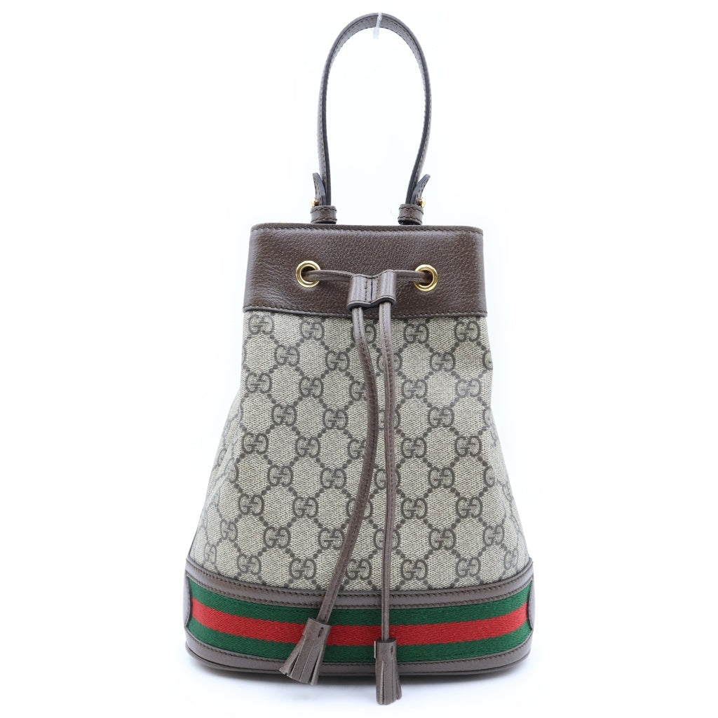 GUCCI(グッチ) オフディアGG GGスプリーム バケット ショルダーバッグ ブラウン PVC×レザー 550621 レディース