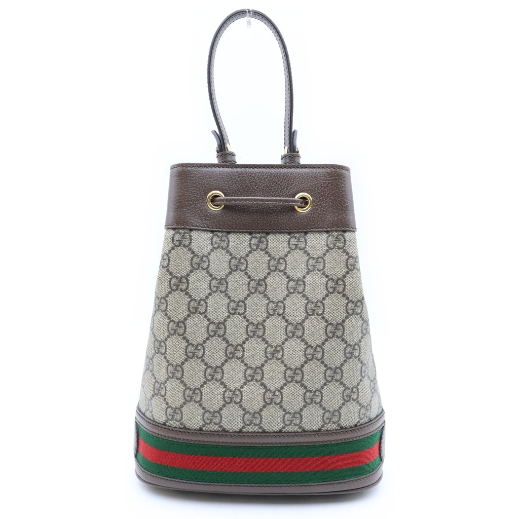 GUCCI(グッチ) オフディアGG GGスプリーム バケット ショルダーバッグ ブラウン PVC×レザー 550621 レディース