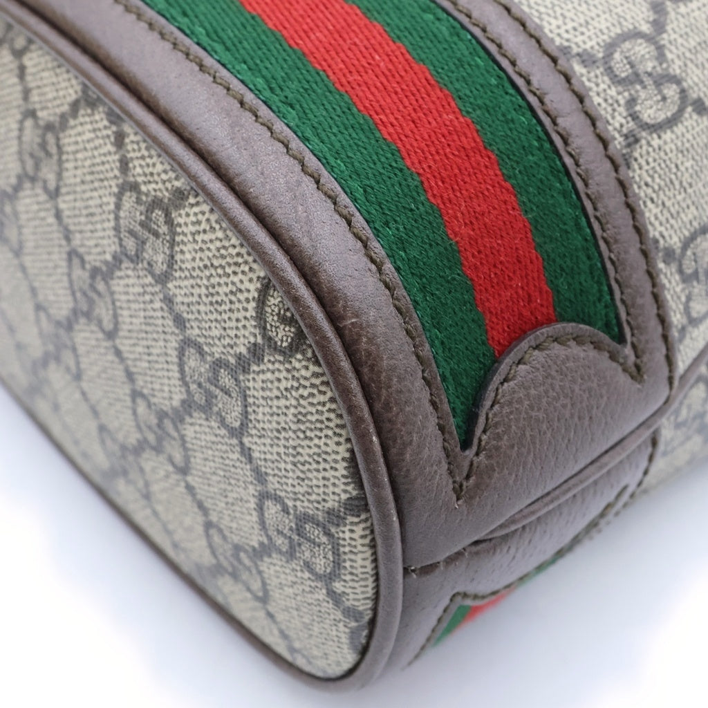 GUCCI(グッチ) オフディアGG GGスプリーム バケット ショルダーバッグ ブラウン PVC×レザー 550621 レディース