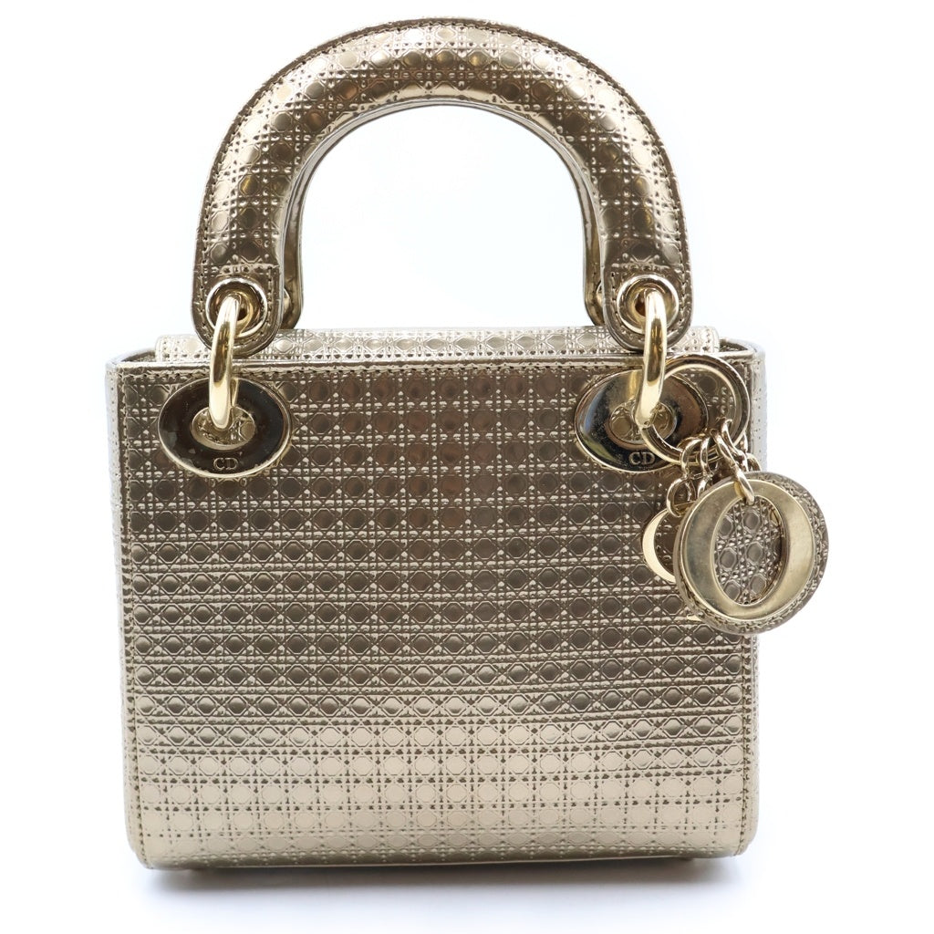 Christian Dior(クリスチャンディオール) レディディオール ハンドバッグ ゴールド PVC×レザー レディース