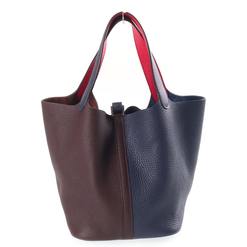 HERMES(エルメス) ピコタン22 バイカラー ブルーニュイ×ルージュセリエ×フランボワーズ トリヨン SV金具 Z刻印 レディース