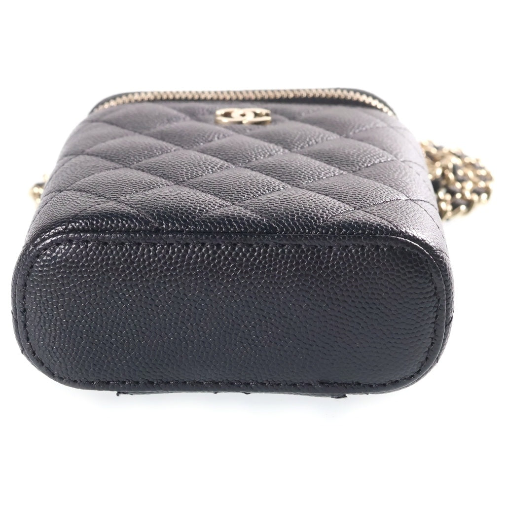 CHANEL(シャネル) マトラッセ ミニバニティ チェーン ショルダーバッグ キャビアスキン ブラック AP1466 レディース