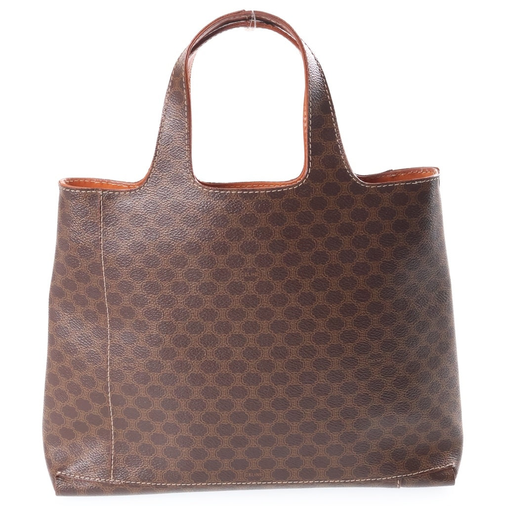 CELINE(セリーヌ) マカダム 型押しロゴ ハンドバッグ バッグ PVCコーティングキャンバス レザー ブラウン レディース