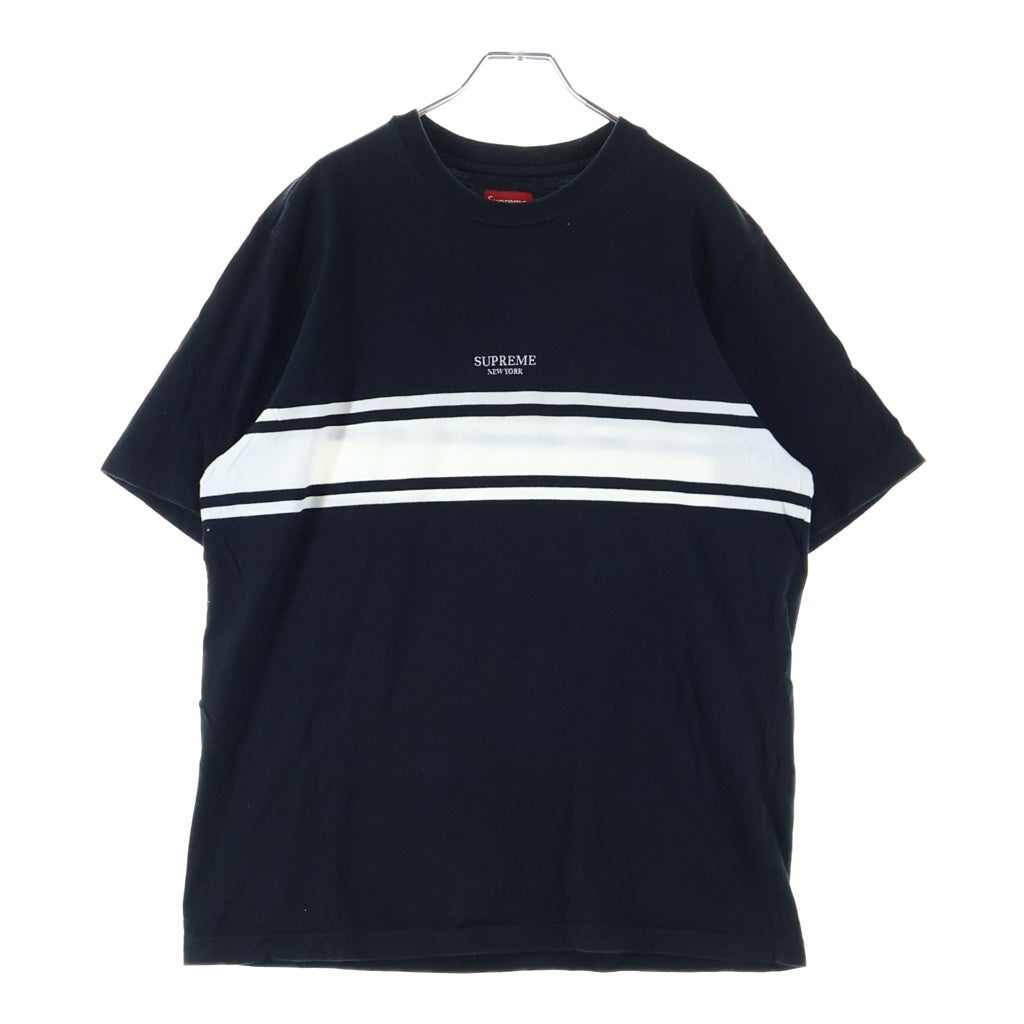 SUPREME(シュプリーム) 18SS Stripe Tee ロゴ刺繍 ストライプ 半袖Tシャツ カットソー コットン ブラック