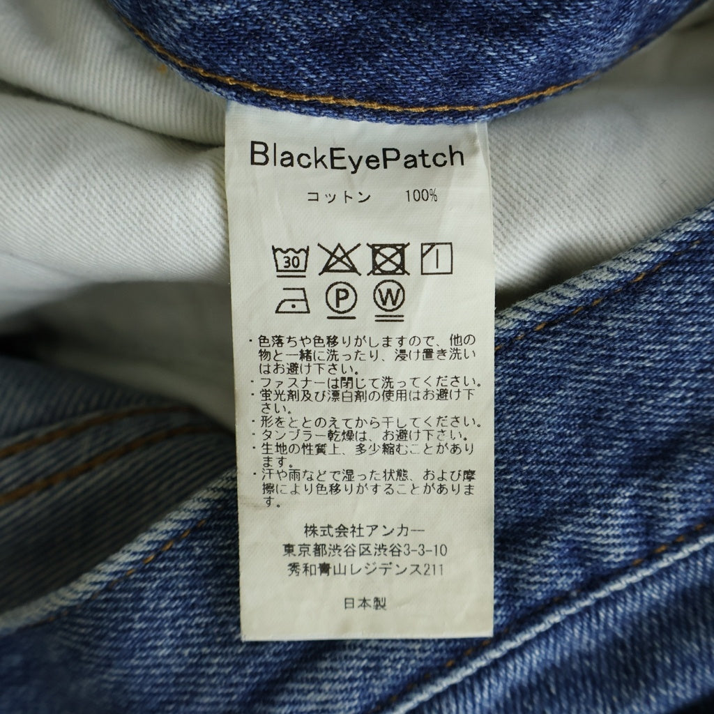 THE BLACK EYE PATCH(ブラックアイパッチ) 19AW Handle with Care Denim サイド刺繍デニムパンツ ジーンズ 取扱注意ロゴ ワイドテーパード インディゴ