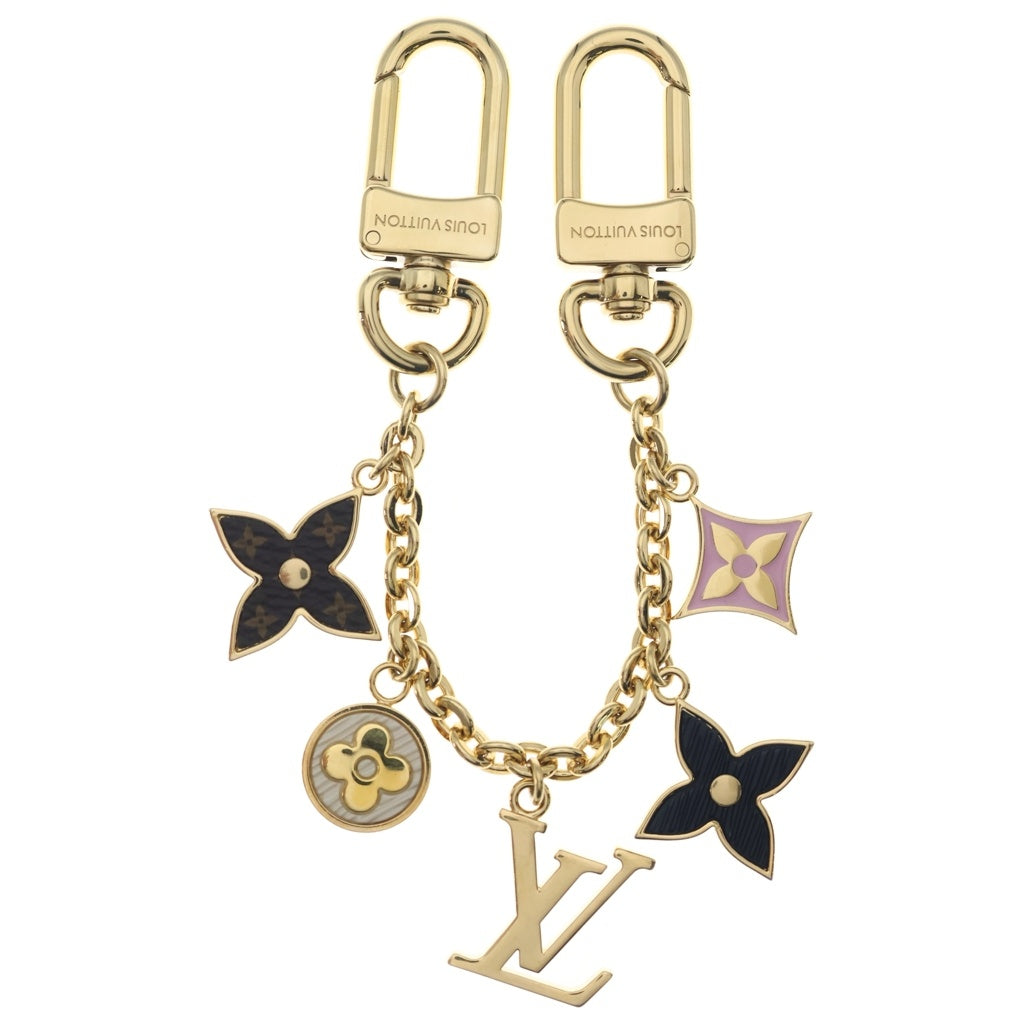 LOUIS VUITTON(ルイヴィトン) モノグラム チェーン スプリング ストリート バッグチャーム キーホルダー ゴールド×マルチカラー メタル M01188 レディース