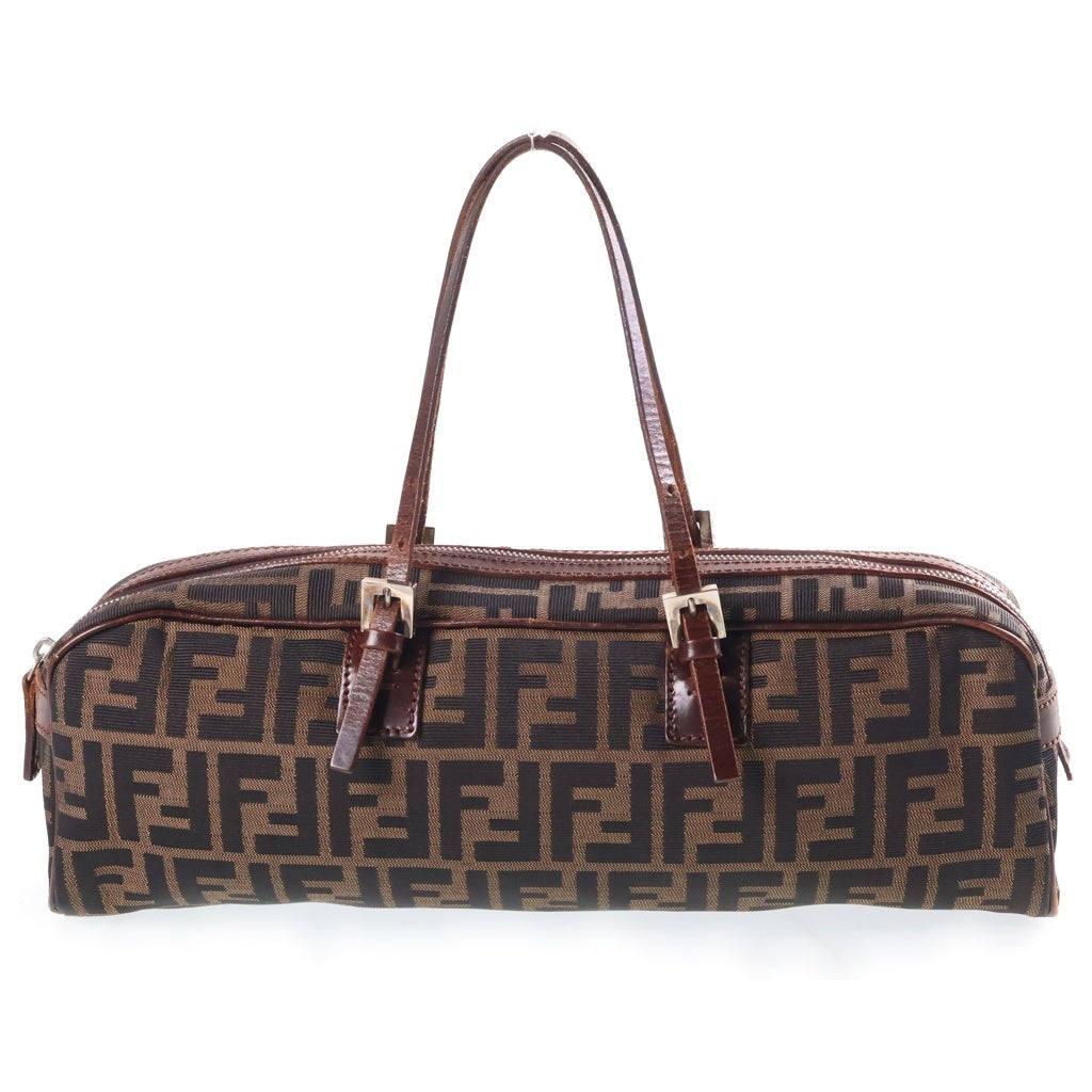 FENDI(フェンディ) ズッカ柄 キャンバス ハンドバッグ ブラウン シルバー金具 レディース