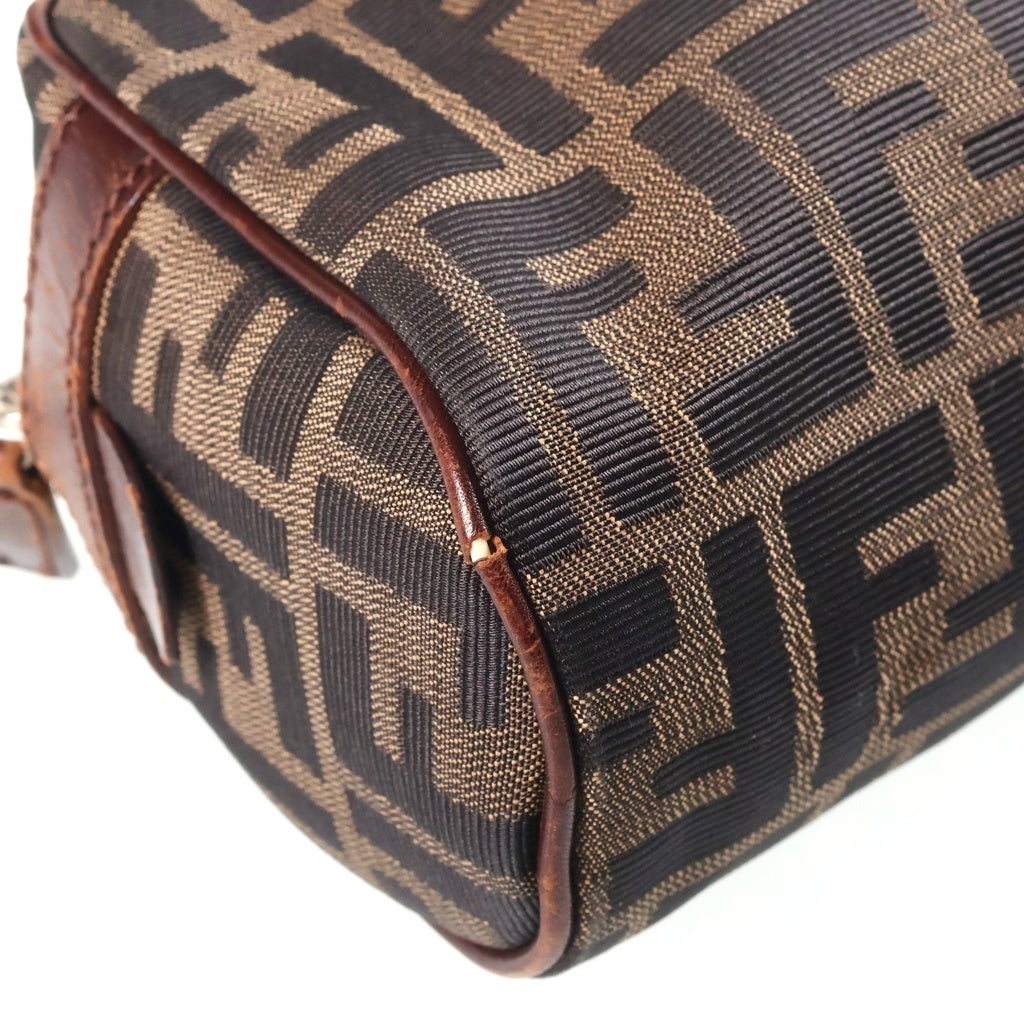 FENDI(フェンディ) ズッカ柄 キャンバス ハンドバッグ ブラウン シルバー金具 レディース