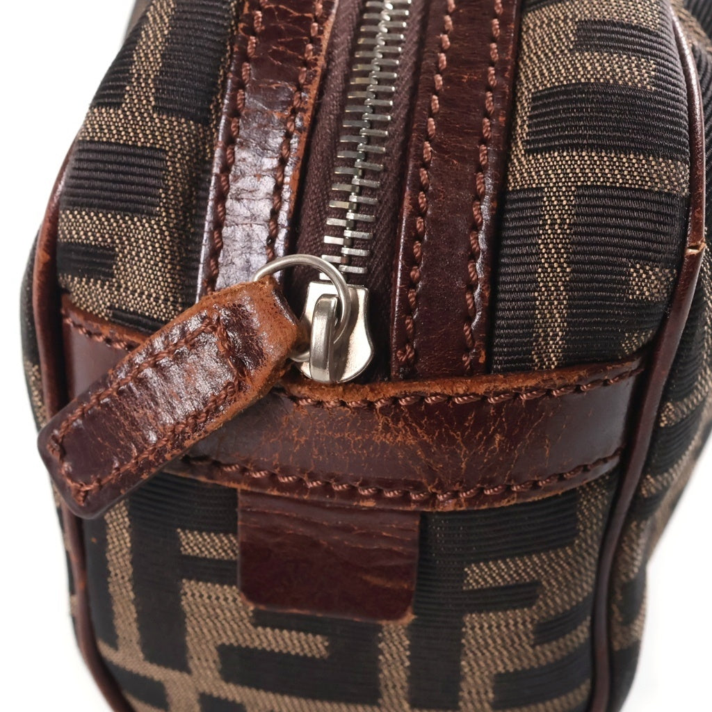 FENDI(フェンディ) ズッカ柄 キャンバス ハンドバッグ ブラウン シルバー金具 レディース