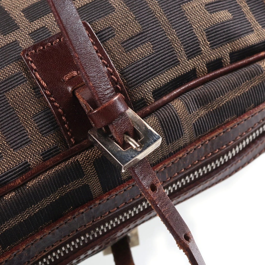 FENDI(フェンディ) ズッカ柄 キャンバス ハンドバッグ ブラウン シルバー金具 レディース