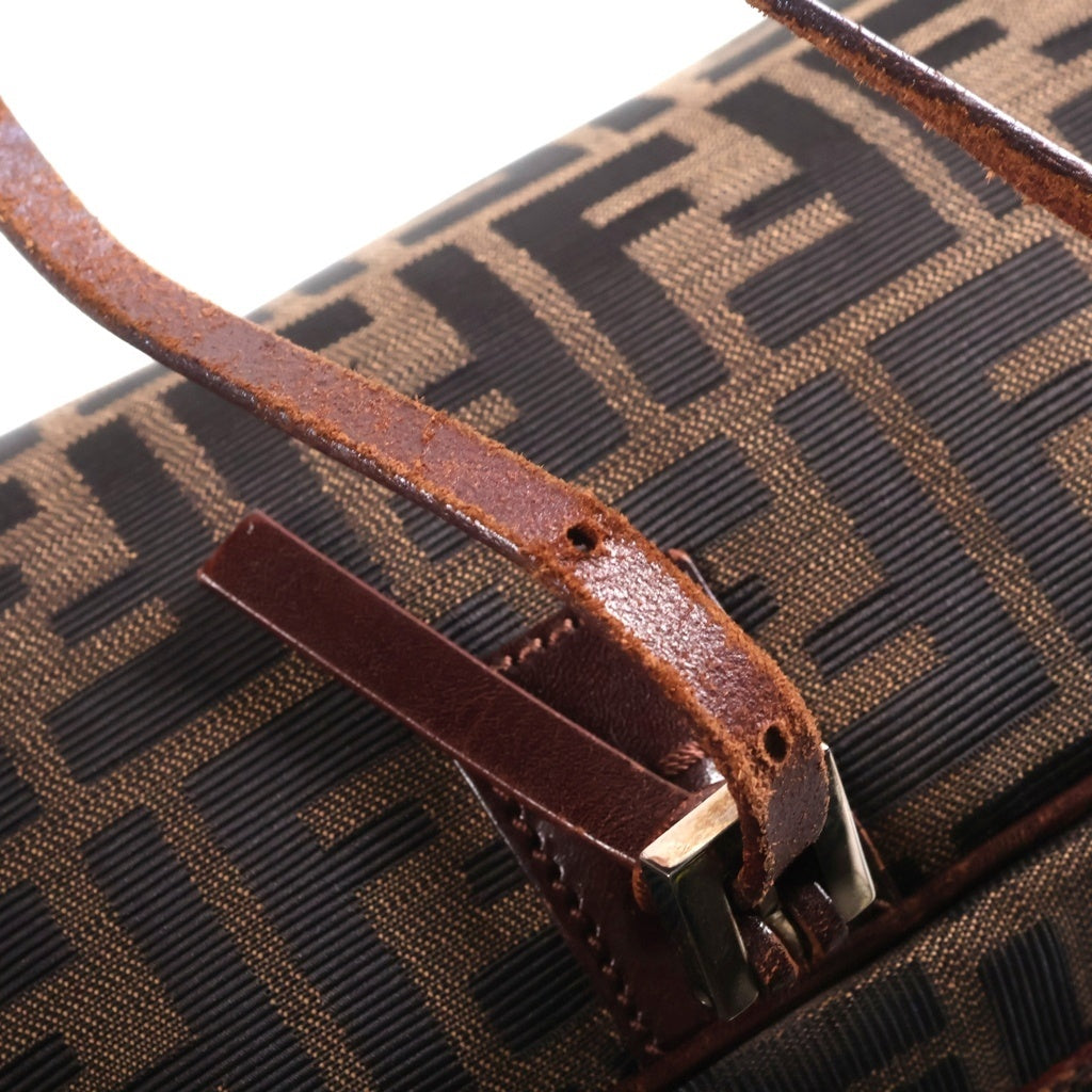 FENDI(フェンディ) ズッカ柄 キャンバス ハンドバッグ ブラウン シルバー金具 レディース