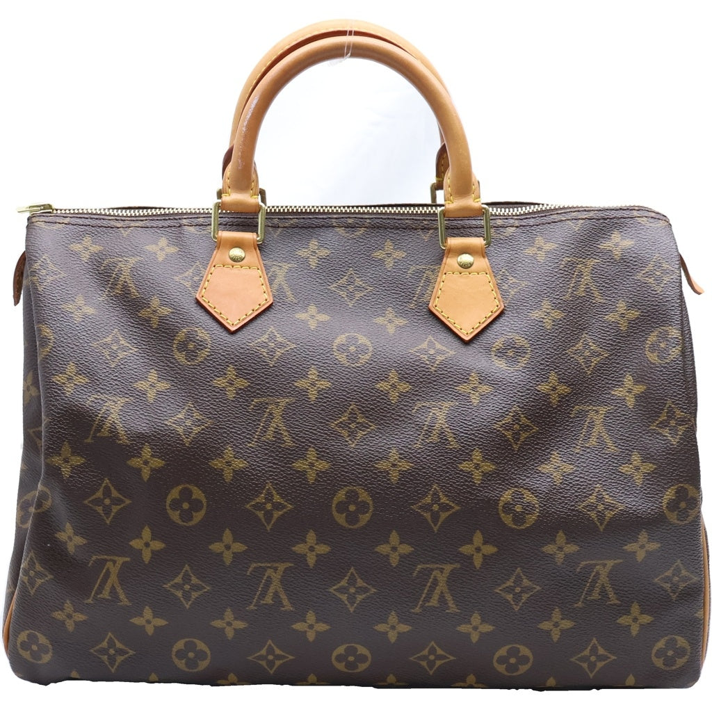 LOUIS VUITTON(ルイヴィトン) モノグラム スピーディ35 ハンドバッグ ボストンバッグ ブラウン レザー×PVC M41524 ゴールド金具 レディース
